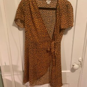 J. Crew Drapey Twill a Wrap Dress Leopard